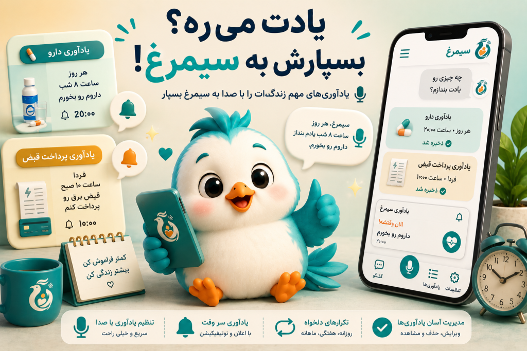 تنظیم یادآور برای کارها در اپلیکیشن سیمرغ